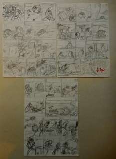 Suske en Wiske 3x originele pagina schets - De watersater - (2010) | Catawiki