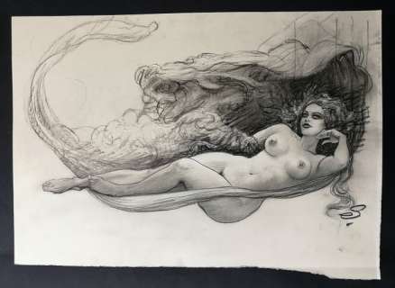 Enzo Sciotti - illustrazione originale "Modella Sensuale" - cm 35x50,5 - Page volante | Catawiki