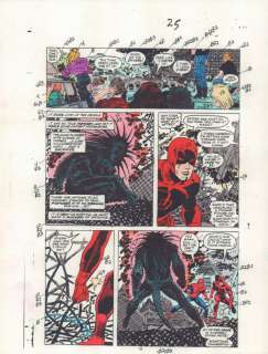 Al Williamson, John Romita Jr., Max Scheele - Daredevil #270 p. 25 color guide art - daredevil and spider-man vs. Blackheart - 1989