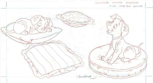 101 DALMATIANS - Disney Studios - Cute Puppies - Original Production Drawing - Cardona - Art de crayon - (1990) | Catawiki