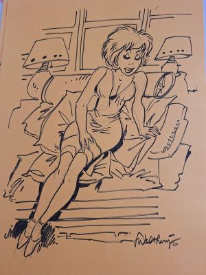 François Walthéry | Natacha fauteuil fond jaune | 2DGalleries