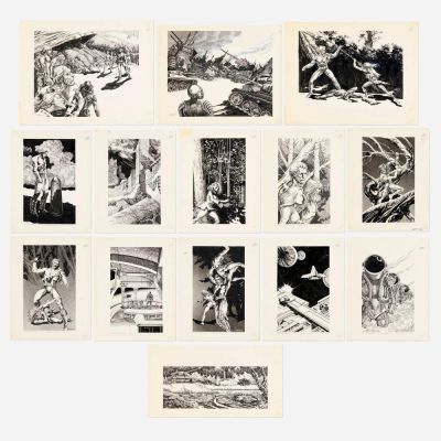 Lot 143 - Rick DeMarco, Group of 14 Chapter Illustrations ’Planet of No Return’ Original Art (Wallaby, 1981) | Landry Pop Auctions