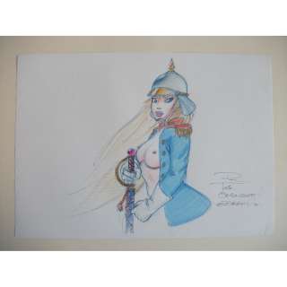 BELLAMY Bruno (né en 1964) Deux dessins érotiques originaux sur papier libre de format 30 x 42 cm. Avec dédicace nominative.