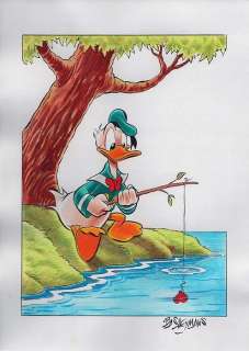 Bas Heymans - Donald Duck - Fishing - Art préliminaire original | Catawiki