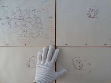 Tintin - 4x croquis préparatoire pour film d animation - On a marché sur la lune - (années 60) - Page volante | Catawiki
