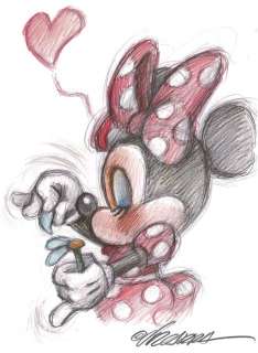 Minnie Pulling the Petals off a Daisy - Original Drawing - Joan Vizcarra - Art de crayon | Catawiki