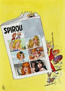 Gursel/Dessin original illustrant Spirou et Fantasio en… | Dagoty