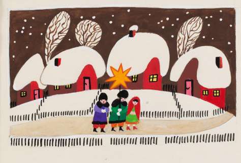 Zdzisław Witwicki (1921 - 2019) | Zdzisław Witwicki | Kolędnicy, projekt kartki świątecznej | Desa Unicum