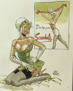 Meynet, Félix - Dessin original en couleur avec dominante verte tout Ã  fait inhabituelle - Â« ScandaleÂ Â» | Catawiki
