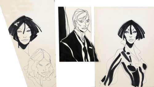 Comès | Eva, ensemble de 4 études de personnages pour cet… | Banque Dessinée