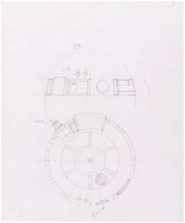 STAR WARS (1979) - ARTOO-DEETO (R2-D2) 12-INCH SERIES ORIGINAL ART ENGINEERING DRAWING TRIO.
