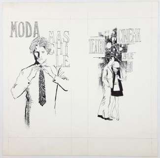 Dino Battaglia - Illustrazione Originale "Moda Maschile | Cinema Teatro" - Page volante | Catawiki