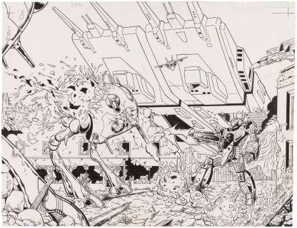 ROBOTECH: THE MACROSS SAGA #2 WRAPAROUND COMIC BOOK COVER ORIGINAL ART BY NEIL VOKES. | Hake’s
