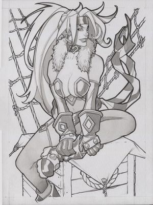 original,mario chavez,comic art,pinup,sketch,9"x12,red monika | eBay US (Buy It Now)