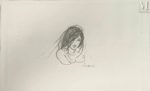 Dautremer, Rebbecca (Née En 1971). Portrait de Femme | Lot 93 : Crayon sur papier, signé, pour cette illustration autour de… | Millon