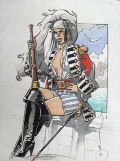 Michetz, Marc  - Dessin original couleur - Femme pirate - (2017) | Catawiki