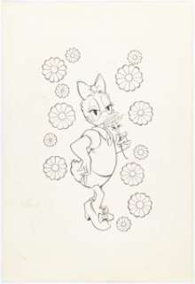 Tony Strobl - Daisy Duck Pin-Up Illustration Original Art (c. 1970s)....