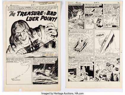 Craig, Johnny | Johnny Craig (as Jay Taycee) Unknown Worlds #77, Complete 14-Page Story "The Treasure of Bad Luck Point!" Original... (Total: 14 Original Art) | Heritage