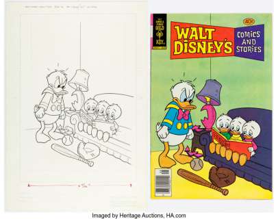Alvarado, Pete - Pete Alvarado Walt Disney‘s Comics and Stories #v39#11/#467 "Donald Duck" Cover Original Art and Reading Copy Grou... (Total: 2 Original Art)