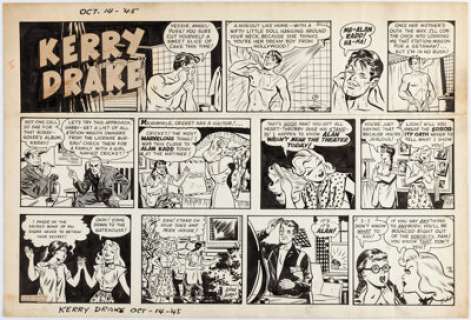 Andriola, Alfred - Alfred Andriola Kerry Drake Sunday Comic Strip Original Art dated 10-14-45 (Publishers-Hall Syndicate, 1945)....
