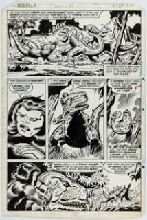 Trimpe, Herb | Herb Trimpe and Dan Green Godzilla #21 Story Page 17 Devil Dinosaur and Moon-Boy Original Art (Marvel, 1979).... | Heritage