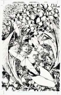 Unidentified Dynamite Entertainment artist - Jason Paz [Carlo Pagulayan printed blue lines] Vampirella versus Purgatori #5 Cover Original Art (Dynamite Enterta...