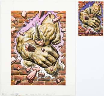 Bret Blevins Marvel Masterpieces #48 Rhino Trading Card Illustration Original Art (Skybox, 1993). | Heritage