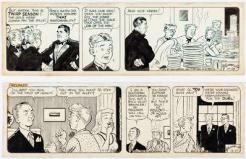 Merrill Blosser Freckles and His Friends Daily Comic Strip Original Art Group of 2 (NEA, 1946-47). (Total: 2 Original Art)