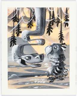 Scott Morse - Snake and Parrot Painting Original Art (2006).