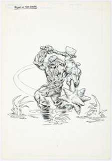 Carmine Infantino and Alfredo Alcala Bio-Glow Swamp Thing Toy Box Illustration Original Art (DC/Kenner, 1990). | Heritage