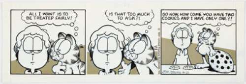 Jim Davis Garfield Daily Comic Strip Original Art dated 6-21-91 (United Feature Syndicate, 1991). | Heritage