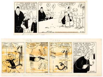 E. C. Segar Thimble Theatre featuring Popeye Partial Daily Comic Strips Original Art Group of 2 (King Features Syndicate, 1935-36). (Total: 2 Original Art) | Heritage