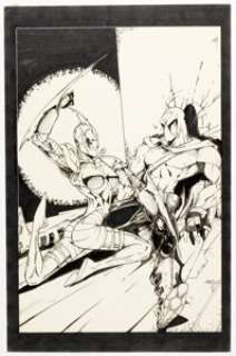 Bill Maus Zen Intergalactic Ninja Color #3 Story Page 1 Original Art (Entity-Parody, 1994).