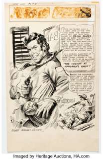 Everett Raymond Kinstler Jesse James #8 "The Holdup at Hangman’s Knot!" Splash Page 1 Original Art (Avon, 1952). | Heritage