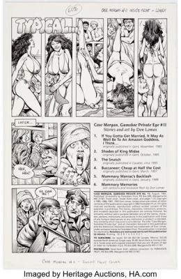 Don Lomax Case Morgan, Gumshoe Private Eye #11 Inside Front Cover Story Page Original Art (Apple Press/Forbidden Fruit, 1992).