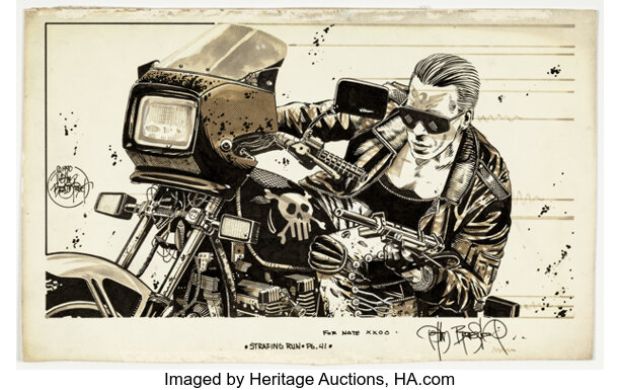 Tim Bradstreet Queen Euphoria Shadowrun "Strafing Run" Illustration Original Art (FASA, 1990).