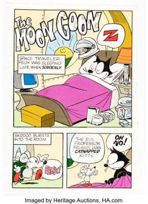 Frank Hill (attributed) "Felix the Cat and the Moon Goon" Unpublished Story Page 1 Original Art (undated). | Heritage