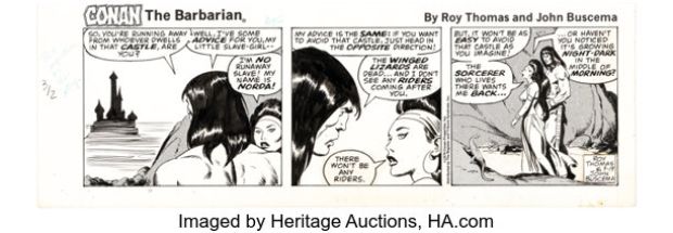 John Buscema Conan the Barbarian Daily Comic Strip Original Art dated 9-19-78 (Register and Tribune Syndicate, 1978). | Heritage