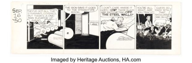 Chester Gould Dick Tracy Daily Comic Strip Original Art date 9-16-50 (Chicago Tribune, 1950). | Heritage
