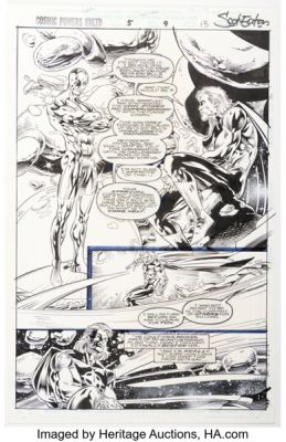 Scot Eaton and Don Hudson Cosmic Powers Unlimited #5 Silver Surfer and Quasar Story Page 9 Original Art (Marvel, 1996). | Heritage