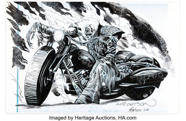 Mike Sellers [Bernie Wrightson printed blue lines] - Ghost Rider Illustration Original Art Group of 2 (2018). (Total: 2 Original Art)
