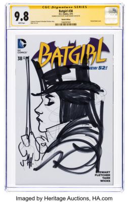 Adam Hughes Batgirl #38 Sketch Edition - Signature Series Zatanna Original Art (DC, 2015) CGC NM/MT 9.8 White pages. | Heritage