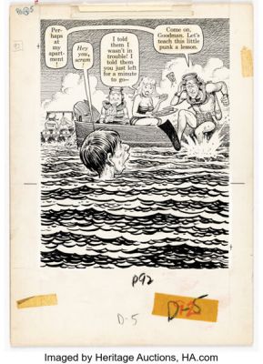 Harvey Kurtzman and Bill (Will) Elder Help! V2#2 "The Adventures of Goodman Beaver - Chapter IV: Goodman, Underwater" Story Page 4 Panel 5 Illustration Original Art (Warren, 1962). | Heritage