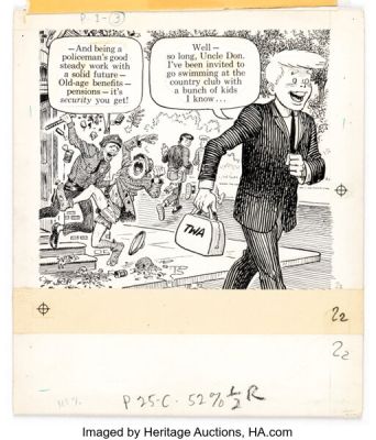 Harvey Kurtzman and Bill (Will) Elder Help! V2#4 (#16) "Adventures of Goodman Beaver - Chapter VI Goodman Gets a Gun" Story Page 1 Panel 3 Illustration Original Art (Warren, 1962). | Heritage