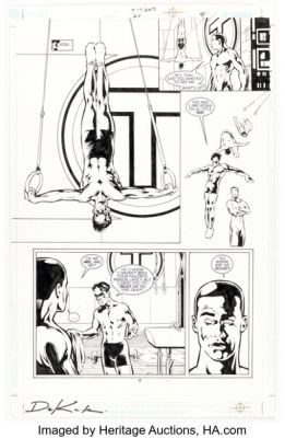 Adam DeKraker, Andy Lanning, and Walden Wong Titans #20 Story Page 4 Original Art (DC, 2000).