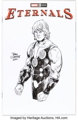 Travis Charest Eternals #1 Sketch Cover Ikaris Original Art (Marvel, 2021) Condition: NM-.