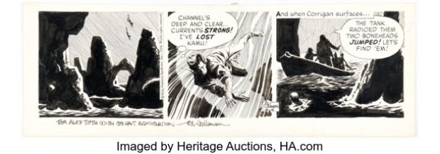 Al Williamson Secret Agent Corrigan Daily Comic Strip Original Art dated 4-4-74 (King Features Syndicate, 1974). | Heritage