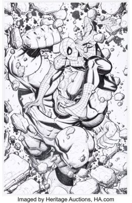 Nick Bradshaw - Spider-Man and Rhino Specialty Illustration Original Art (2023).