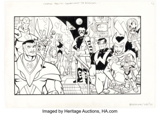 Robert Armstrong and Scott Koblish The Avengers: United They Stand Marketing Illustration Original Art (Marvel Studios, 1999).
