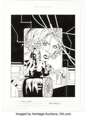Stefano Raffaele and Bob McLeod DC Overpower II Collectible Card Game: Justice League #JC Oracle and Black Canary "The Oracle Connection" Trading Card Illustration Original Art (Fleer/SkyBox, 1997).